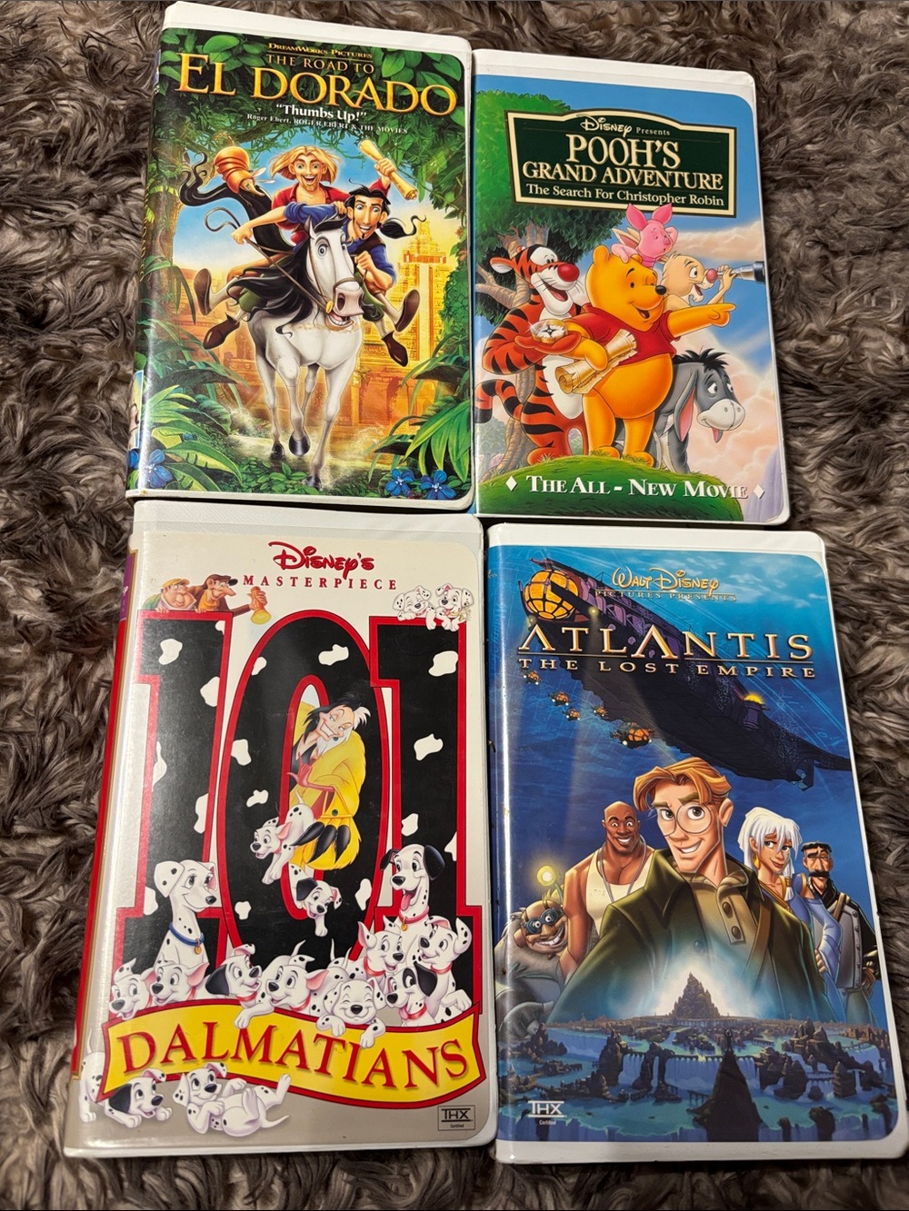 Vintage Disney & DreamWorks VHS Lot 4 El Dorado Pooh 101 Dalmatians Atlantis